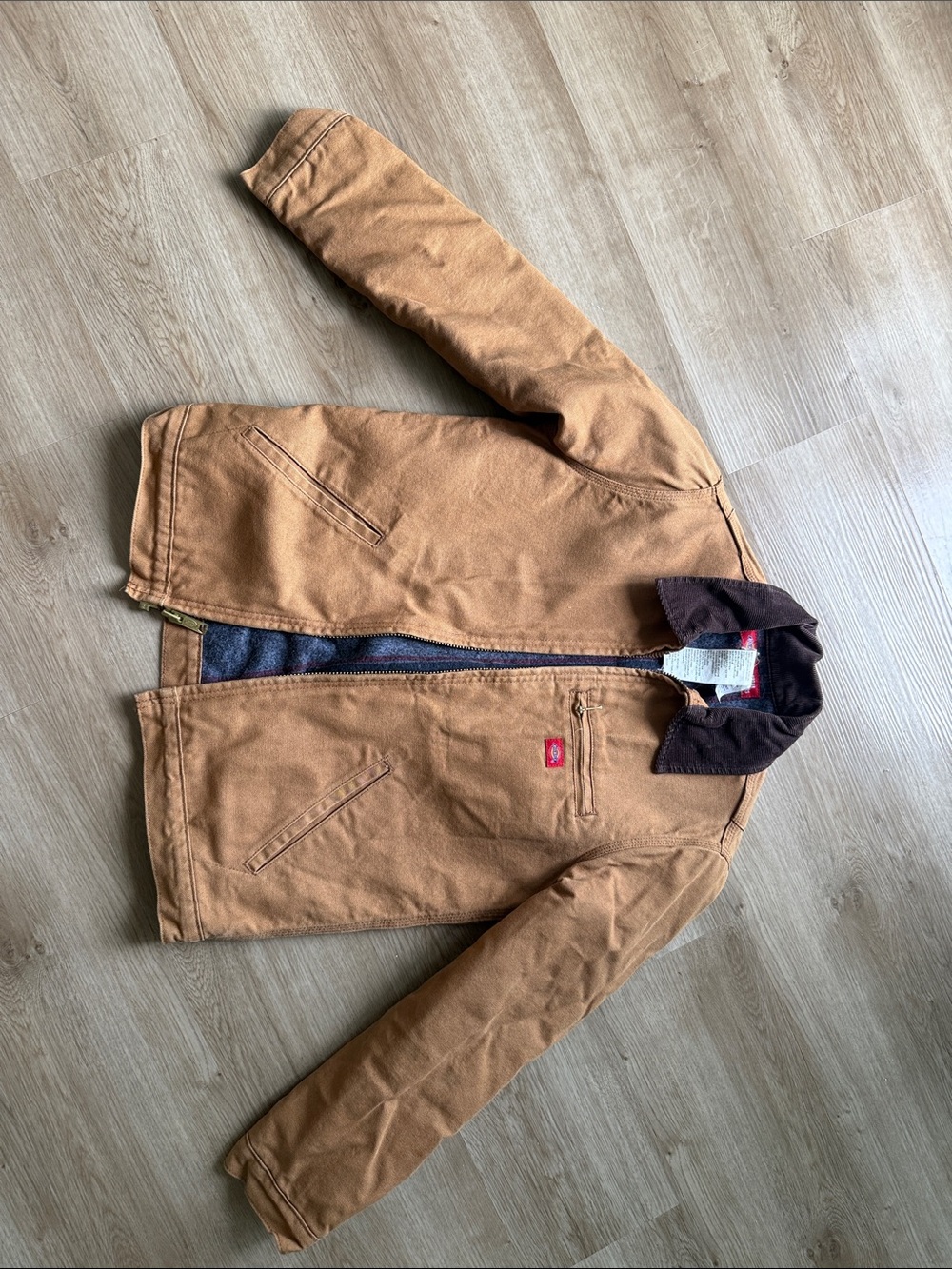 DICKIES FOR UO Brown/Tan Duck Canvas Jacket with Dark Corduroy Collar